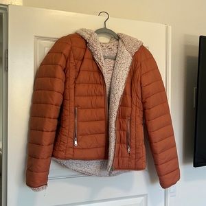 Sherpa lined puffer jacket.